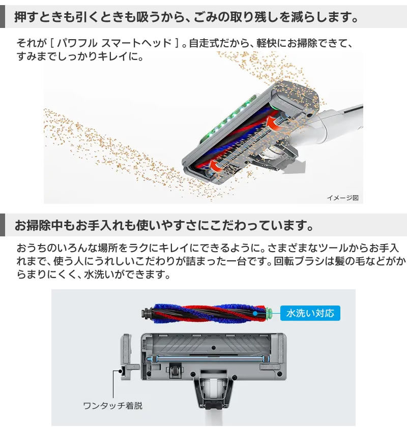 CV-KP900Lは軽くて取り回しやすく、引く時もしっかりゴミを吸い取ります