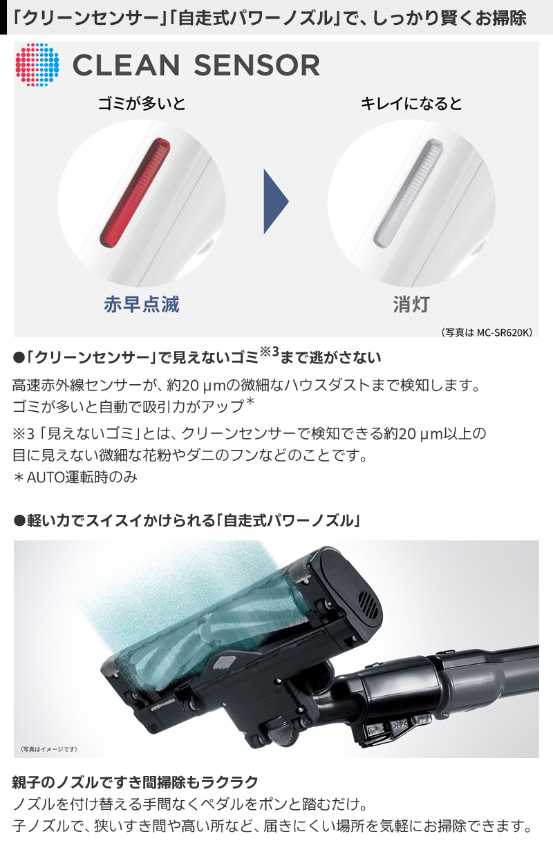 Panasonic パナソニック掃除機 MC-SR42Kは「クリーンセンサー」「自走式パワーノズル」でしっかり賢くお掃除