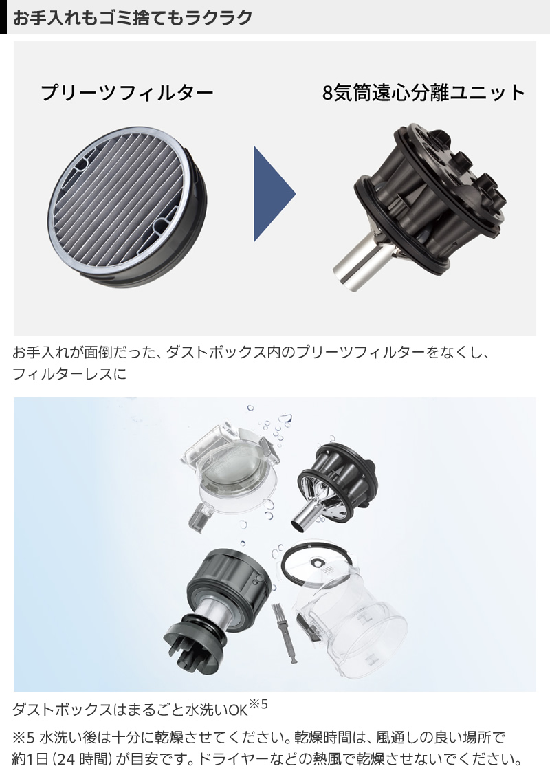 Panasonic パナソニック掃除機 MC-SR42Kはお手入れもゴミ捨てもラクラク